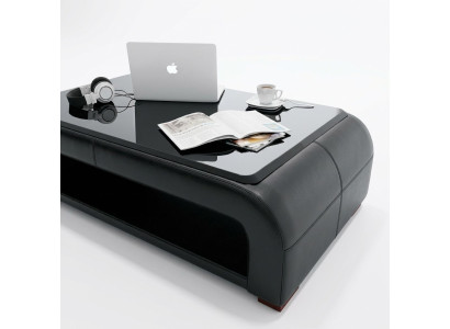 Sofa tafel Design tafel Woonkamer Glas Leder Bank Bijzettafel Koffie