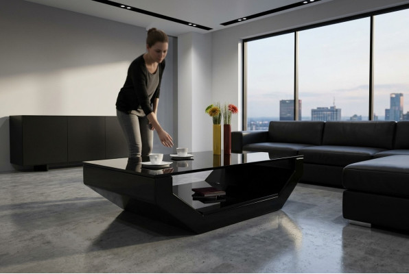 Design Space Luxe Leren Glas Tafel Woonkamer Bank Tafel Bijzettafels