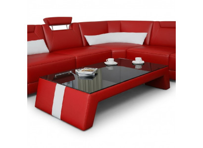 Moderne woonkamertafel salontafel tafel bijzettafel glas gestoffeerd leer tafels