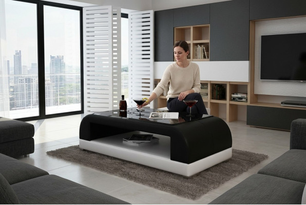 Sofatafel Glas Ontwerp Koffietafel Woonkamer Lederen Bank Bijzettafel Sofa