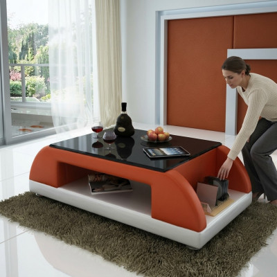 Moderne Bank Beklede Leren Tafel Woonkamer Bijzettafel Glas Tafels Koffie