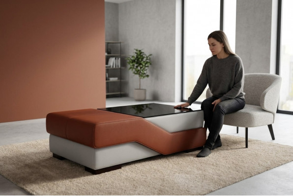 Ontwerper glazen tafel tafel bekleding modern woonkamer lederen bank sofa