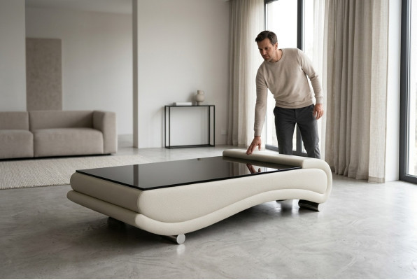 Salontafel Tafel Bekleding Ontwerp Glazen Bijzettafel Lederen Bank Banken Tafels