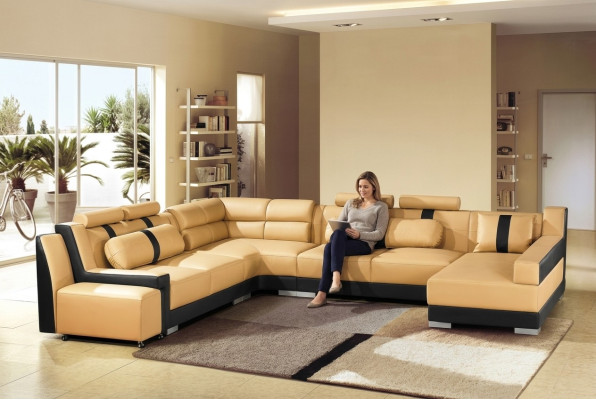 Leder bank bank Bekleding Hoek U Vorm Woonlandschap Hoekbank Sofa's