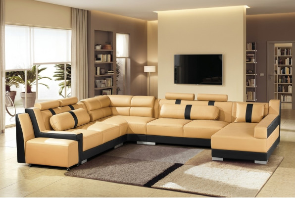 Leder bank bank Bekleding Hoek U Vorm Woonlandschap Hoekbank Sofa's