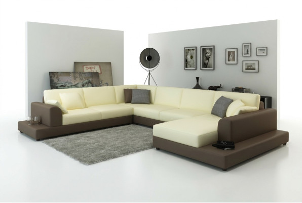 Woonlandschap woonkamer hoekbank leer bank bank bekleding zitplaats