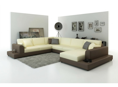 Woonlandschap woonkamer hoekbank leer bank bank bekleding zitplaats