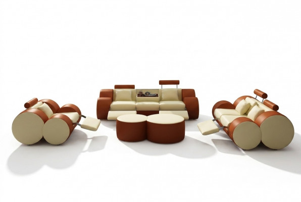 Designer gestoffeerd bankstel set XXL leren bank 3+2+1 Moderne bankstellen
