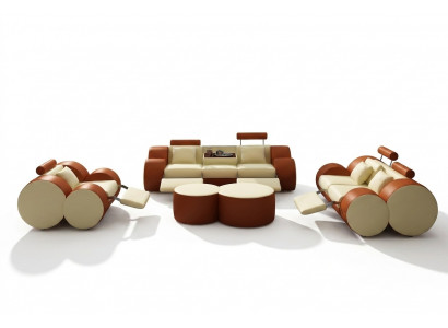 Designer gestoffeerd bankstel set XXL leren bank 3+2+1 Moderne bankstellen