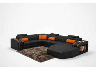 Woonlandschap Woonkamer Hoekbank Lederen Bank Bank Bekleding Set
