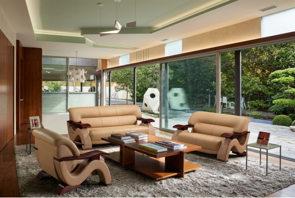 Moderne Designer bankstel Bank Bankstel Set Luxe Leren Bankstellen
