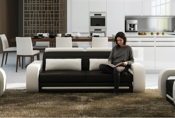 Lederen bank Bank Sofa's Banken 3-zits Design Modern Sofa 3-zits Davos