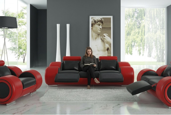 Ledersofa Bank Woonkamerbank 3-zits Design Moderne Bank 3-zits Berlijn