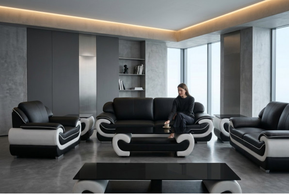 Leren bank Bank Woonlandschap 3-zits Ontwerp Modern Bank Banken