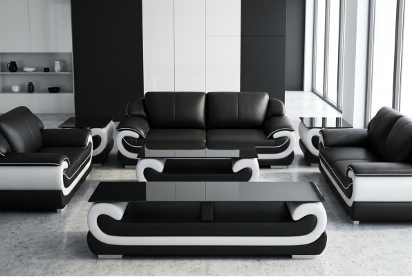 Leren bank Bank Woonlandschap 3-zits Ontwerp Modern Bank Banken