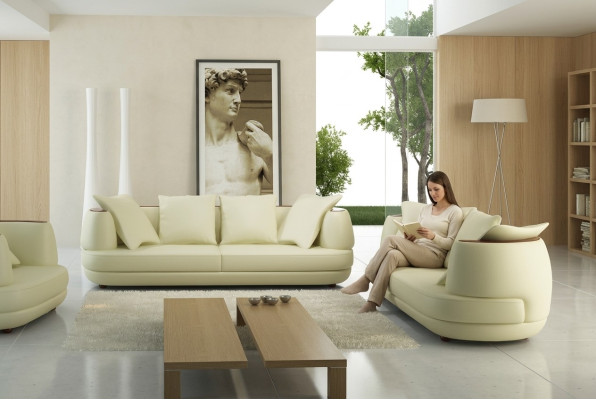 Bankstel Design Bank 3+2 Set Beklede Leren Bank Woonkamer Garnituren