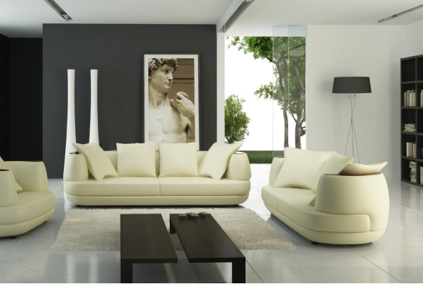 Bankstel Design Bank 3+2 Set Beklede Leren Bank Woonkamer Garnituren
