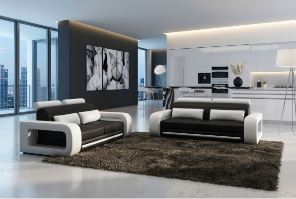 Leren bankstel Hoekbank Woonlandschap 3+2 zits Ontwerp Moderne bank Bankstel