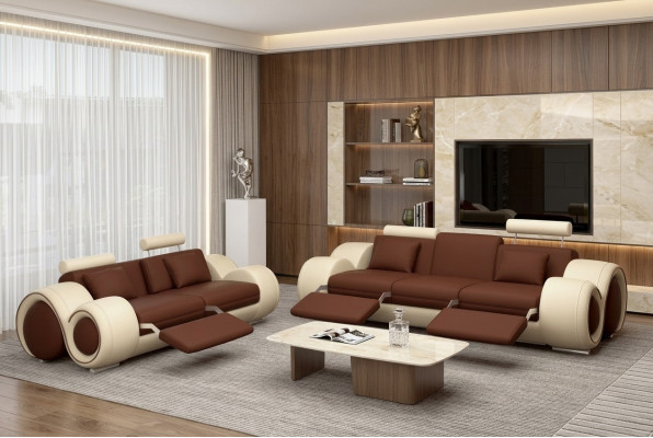 Sofaset Design Bankstel 3+2 Set Gestoffeerde Bank Lederen Woonkamersets