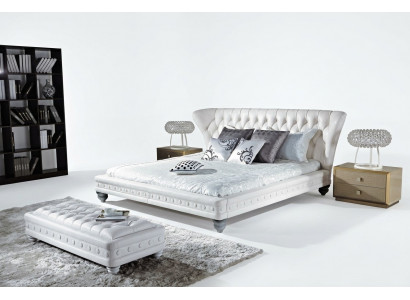 Ontwerper tweepersoonsbed bed bedden leer Chesterfield hotel luxe slaapkamer
