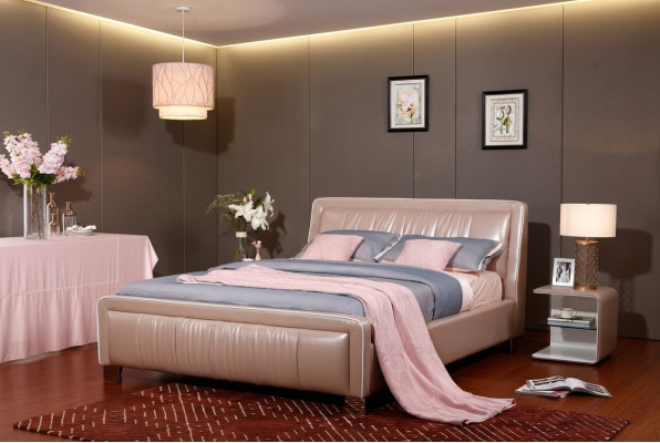 Ontwerper tweepersoonsbed bed bedden slaapkamer leer hotel luxe gestoffeerd