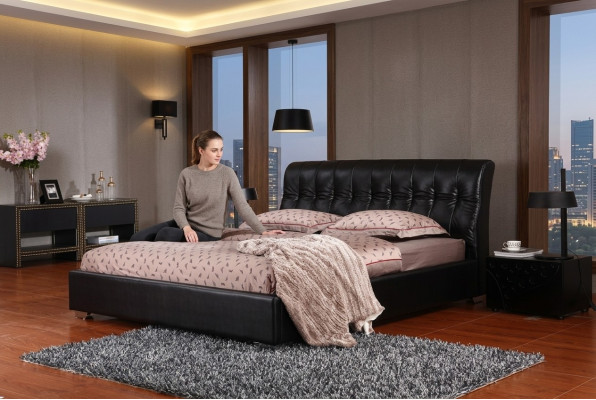 Ontwerper slaapkamer tweepersoonsbed bedden leren hotel luxe bekleding