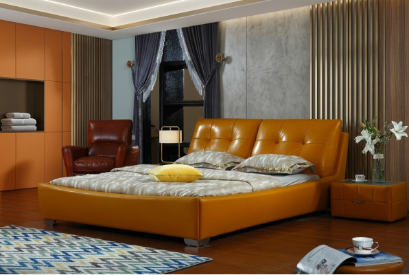 Ontwerper bed slaapkamer tweepersoonsbed bedden leer hotel luxe bekleding