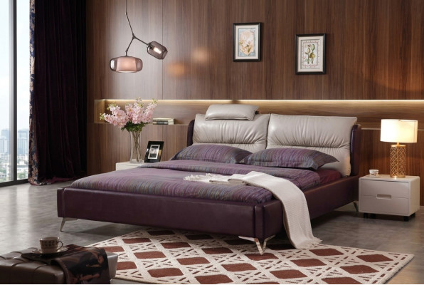 Modern luxe design bed XXL beds stijl decor hotel dubbel leer 140 160