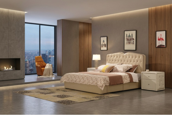 Modern design hotel bedden Bed XXL luxe dubbelleer Chesterfield