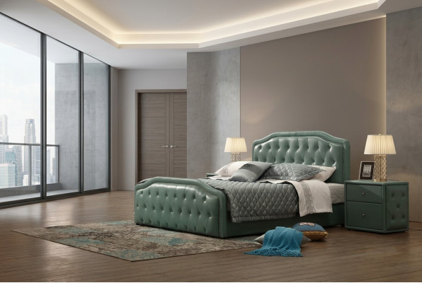 Modern ontwerp design hotelbed XXL bedden Luxe dubbel lederen Chesterfield 180x200cm
