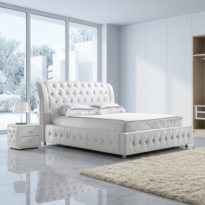 Modern XXL hotel ontwerp bedden luxe dubbel lederen Chesterfield.