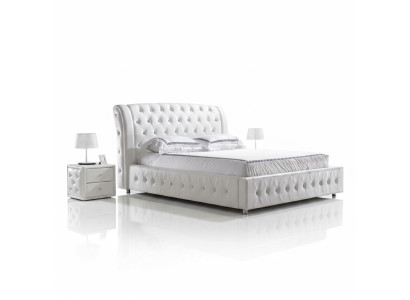 Modern XXL hotel ontwerp bedden luxe dubbel lederen Chesterfield.