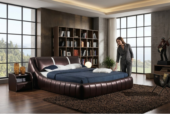 Moderne hotel design bed XXL bedden luxe stijl dubbel leer 140 160 180x200cm.