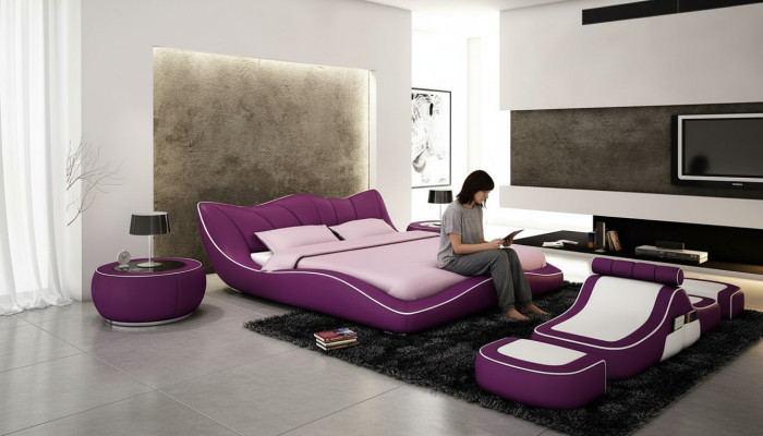 Modern ontwerp bed XXL Decoratieve bedden Luxe stijl Dubbel hotel leder