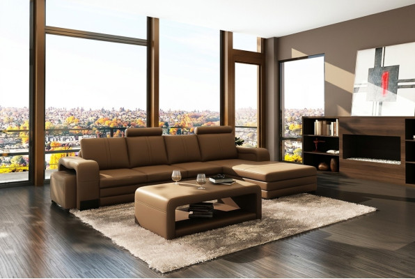 Leren bank Bankstellen Bankstellen XXL Hoekbank Woonlandschap L-vorm Design Modern