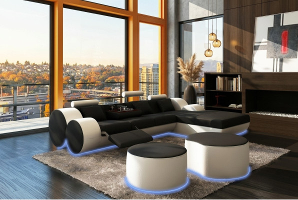 Leren bank Bank Woonlandschap L-vorm Ontwerp Modern Bankstel 3085  Leren bank Bank Woonlandschap L-vorm Ontwerp Modern Bankstel 3085