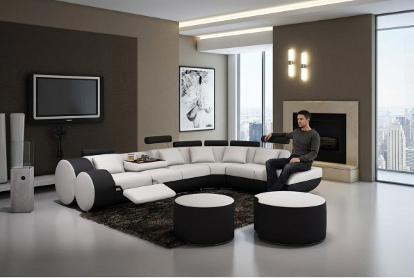 XXL Multifunctioneel leren bankstel Bank Grote bank Bekleding Hoekbank Modern  XXL Multifunctioneel leren bankstel Bank Grote bank Bekleding Hoekbank Modern