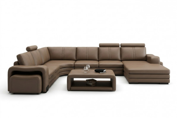 XXL Multifunctioneel leren bankstel Bank Grote bank Bekleding Decor Hoekbank Moderne