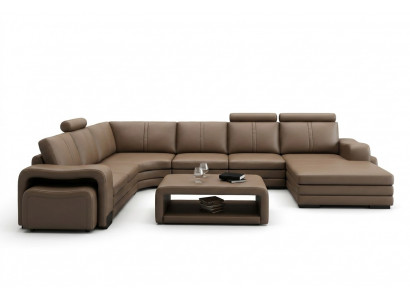 XXL Multifunctioneel leren bankstel Bank Grote bank Bekleding Decor Hoekbank Moderne