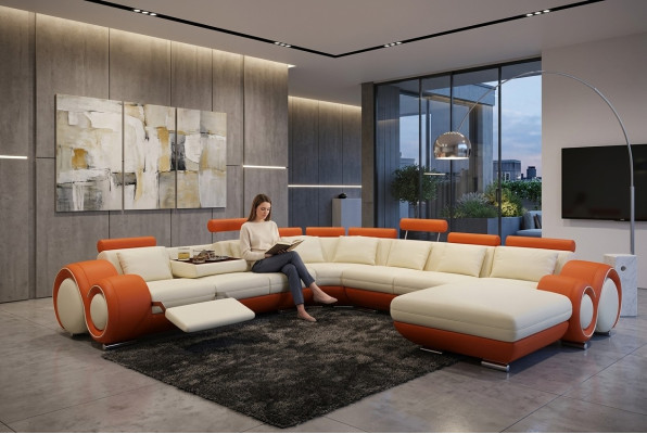 Multifunctionele leren bank bank bank bank Moderne XXL Groot
