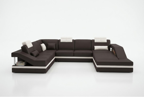 Ontwerp Hoek Groot End Sofa Bank XXL Lederen Bankstellen Decor Set