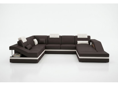 Ontwerp Hoek Groot End Sofa Bank XXL Lederen Bankstellen Decor Set