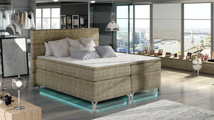 Boxspring bed 180x200cm Bedden Hotel Leder Compleet Bedlade Topper