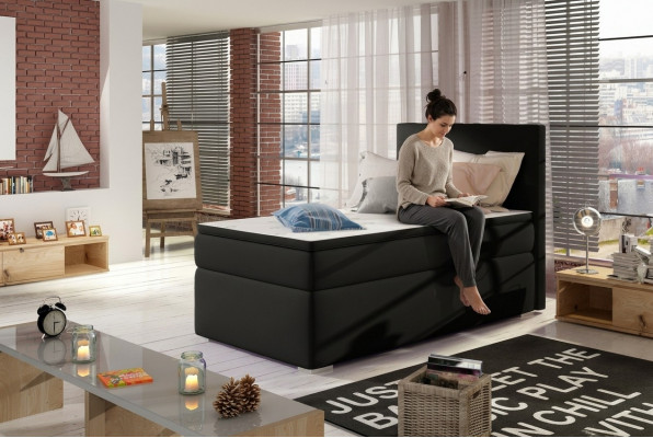 Boxspring Bed Hotel Bedden 90x200cm Leer Compleet Bedframe Topper