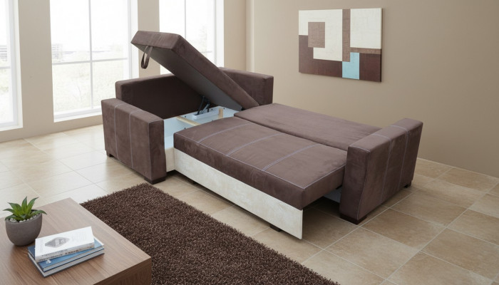 Ontwerp slaapbank bank bekleding woonkamer hoekbank bankstel van textiel.