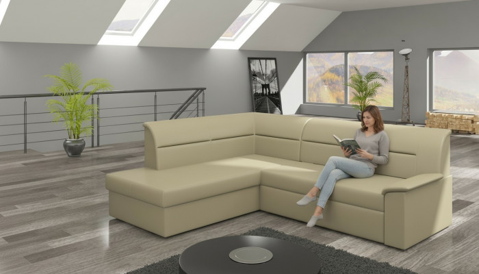 Ontwerp hoekbank Elano L-vorm slaapfunctie bank leder textiel sofa's