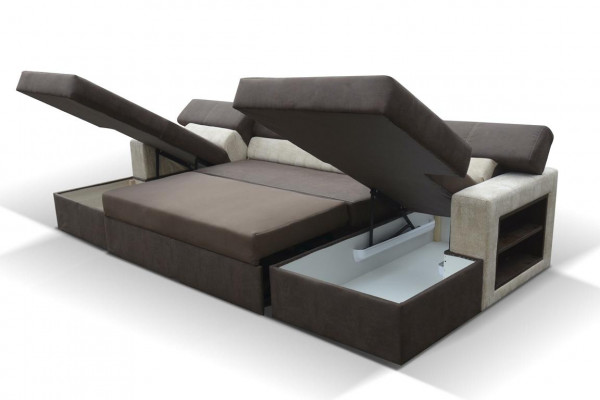 Ontwerp hoekbank Markos U-vorm slaapfunctie bank high-end lederen textiel