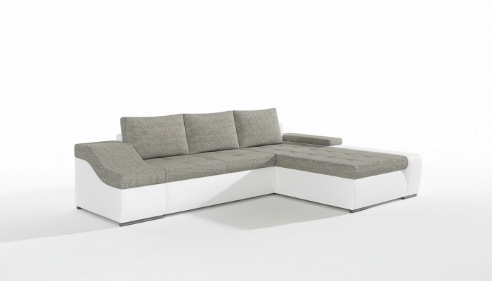 Moderne hoekbank Ontario met slaapfunctie voor de woonkamer, stoffen bankstellen.
