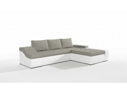 Moderne hoekbank Ontario met slaapfunctie voor de woonkamer, stoffen bankstellen.