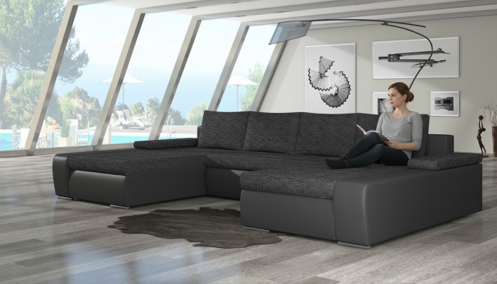XXL Grote slaapbank Relax woonkamer hoekbank set Bekleding Bank Hoekbank